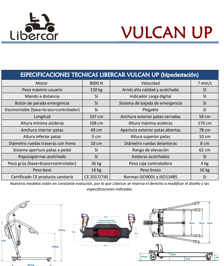 Vulcan Up Libercar-Grúa de bipedestación