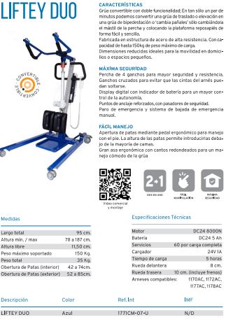 Liftey Duo 150 kg Traslado y Bipedestación