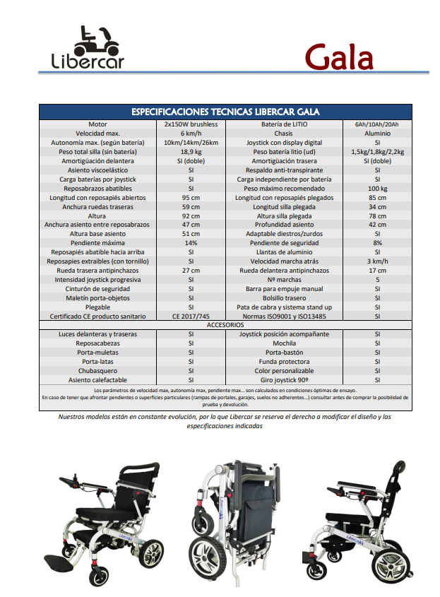 Silla de ruedas electrica Libercar Gala