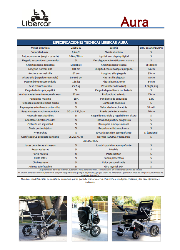 Silla ruedas electrica Aura Libercar